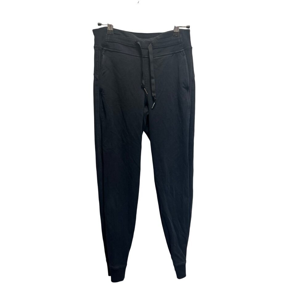 Lululemon Athletica Black Jogger Pants W/ Drawstring Waistband & Ribbed Small